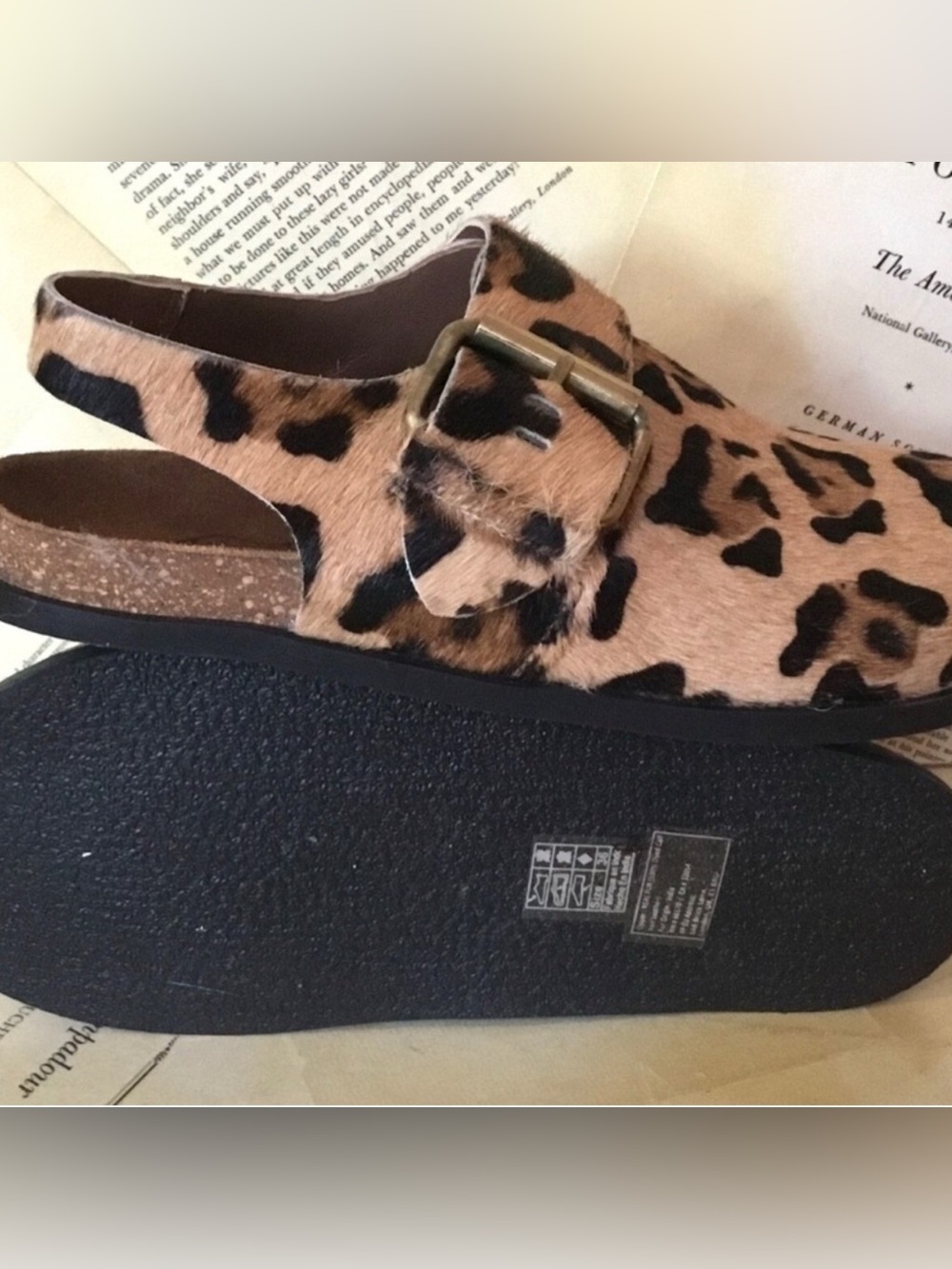 Free People Leopard Print Slingback Mules in Tan and Black - Picture 3 of 11